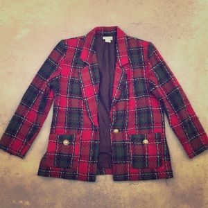 Vintage red&green plaid blazer by Justin b. Jones